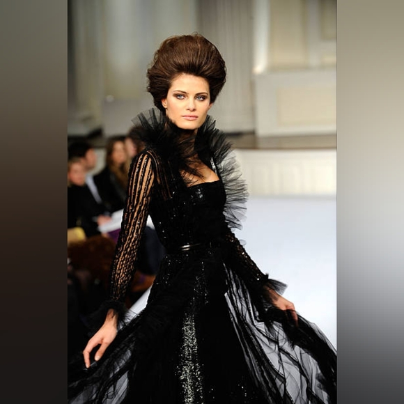 ^$11,000 OSCAR LA RENTA BLACK SILK SEQUIN RUNWAY RED CARPET GOWN W. BOLERO US 6 - Picture 8 of 16